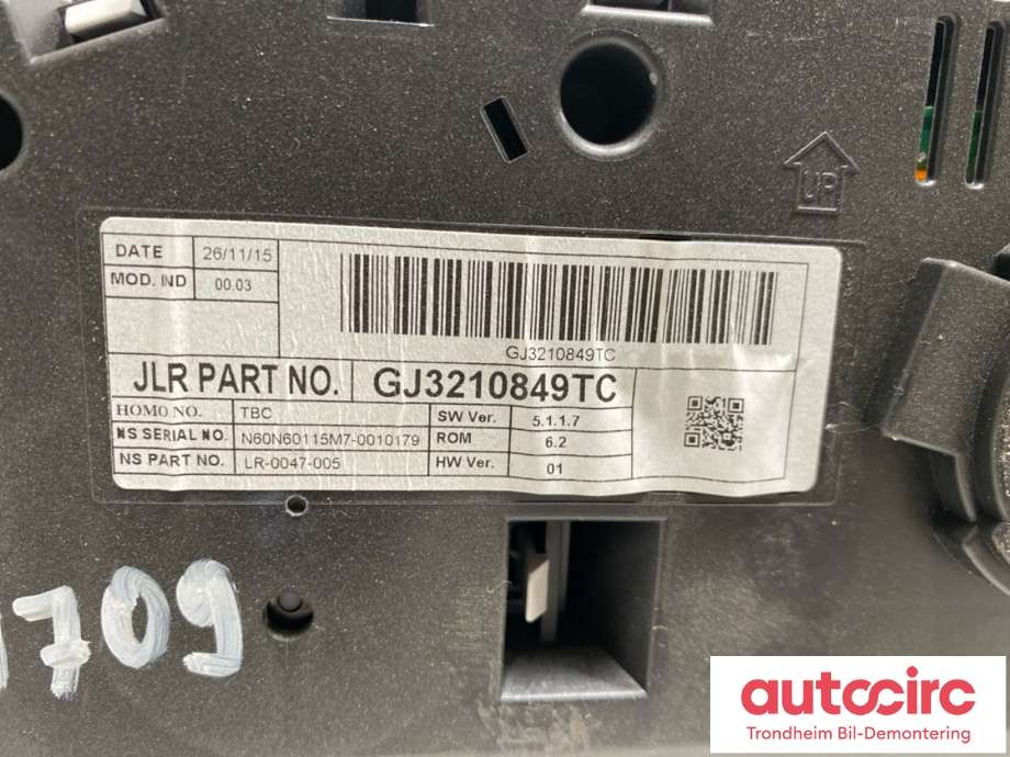 Instrumentpanel til Land Rover Range Rover, Evoque 2011-2019 (Type I) (LR073510|LR080370|GJ3210849TF| GJ3210849TC)