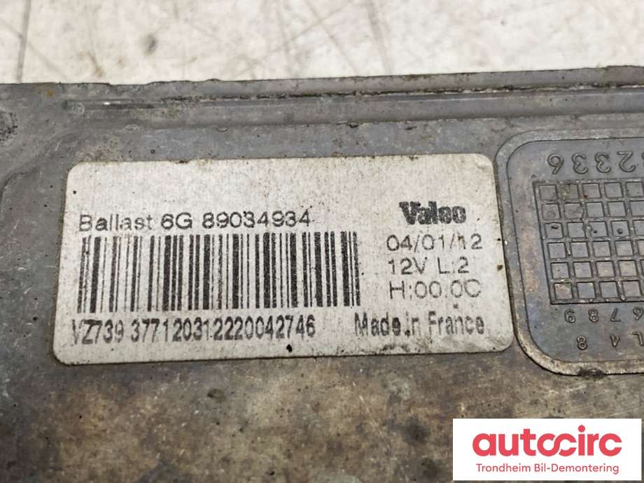 Styreenhet xenon/ballast til Peugeot 508 2011-2014 (Type I, Fase 1)  (VALEO|89034934|6224L8|)