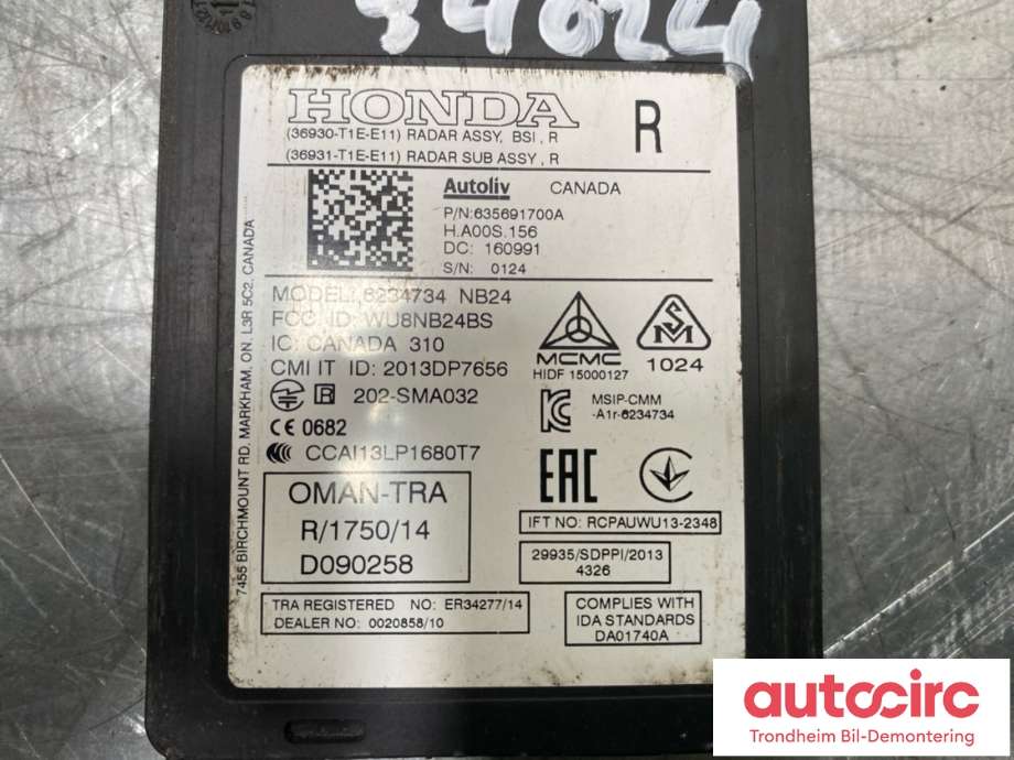 Sensor blindsone til Honda CR-V 2012-2018 (Type IV) (H.B|36930-T1E-E11|36931-T1E-E11|)