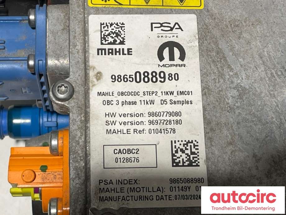 Batterilader (OBC - On Board Charger) til Peugeot e-3008 2023-->>  (16 989 889 80|9865088980|)