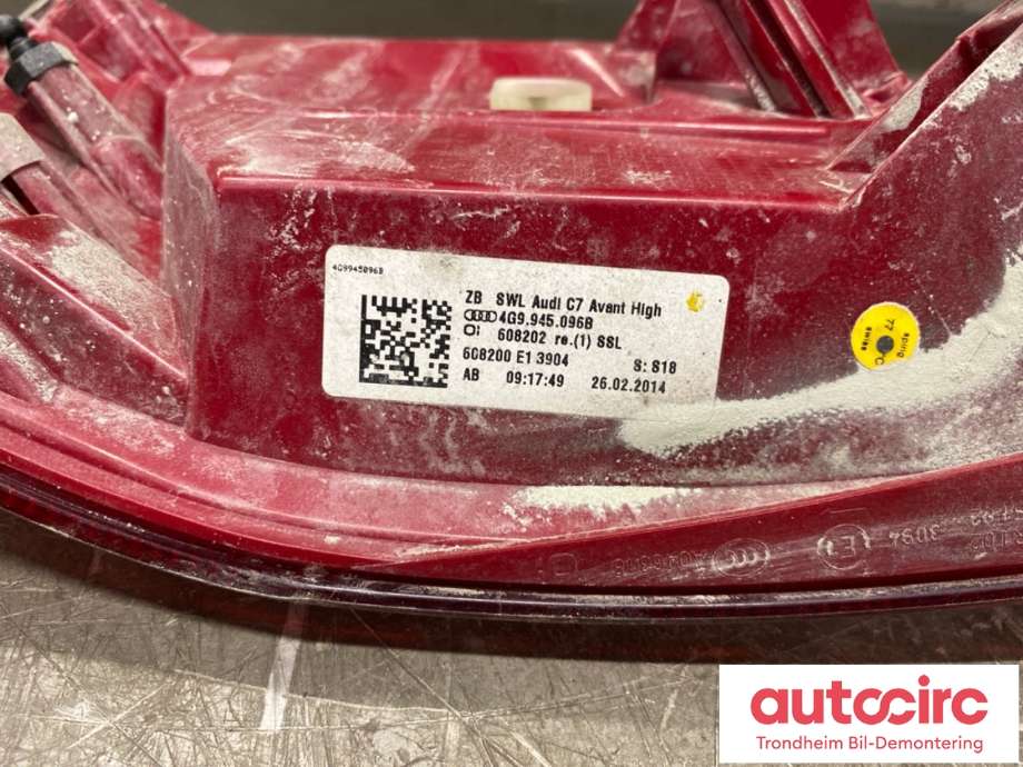 Baklykt høyre ytre til Audi A6, Allroad 2012-2014 (Type III, Fase 1) (C7) (C7) (4G9945096B|)