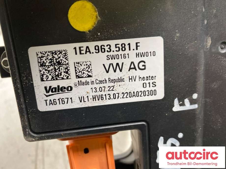 Varmeapparat PTC-heater til VW ID.4 2020-->> (VALEO|1EA963581F|1EA963581C|)