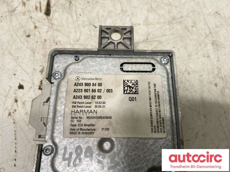 Bilstereo forsterker til Mercedes EQA 2021-->>  (HARMAN|A2139005932|A2239016802|A2439008400)