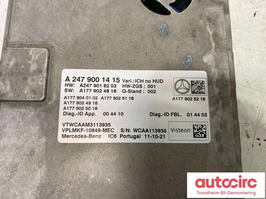 Styreenhet diverse til Mercedes EQA 2021-->>  (VISTEON|A2479001415|)