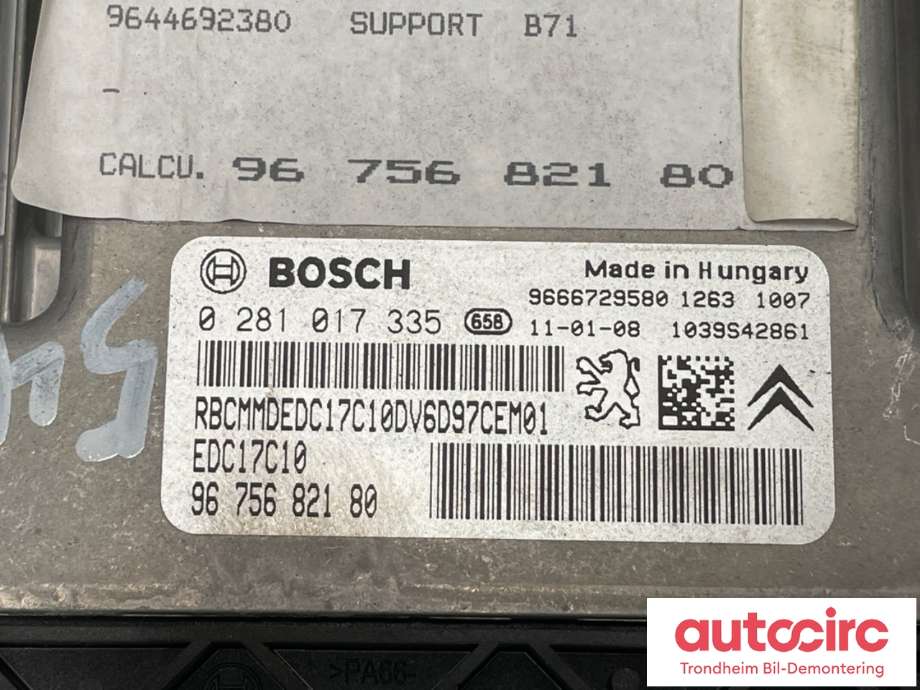 Styreenhet motor til Citroën C4 2011-2017 (Type II)  (BOSCH|9675682180|0281017335|1944 96)