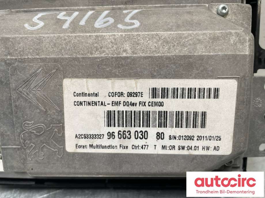 Bilstereo navigasjon skjerm til Citroën C4 2011-2017 (Type II)  (9666303080|6155 HY|)