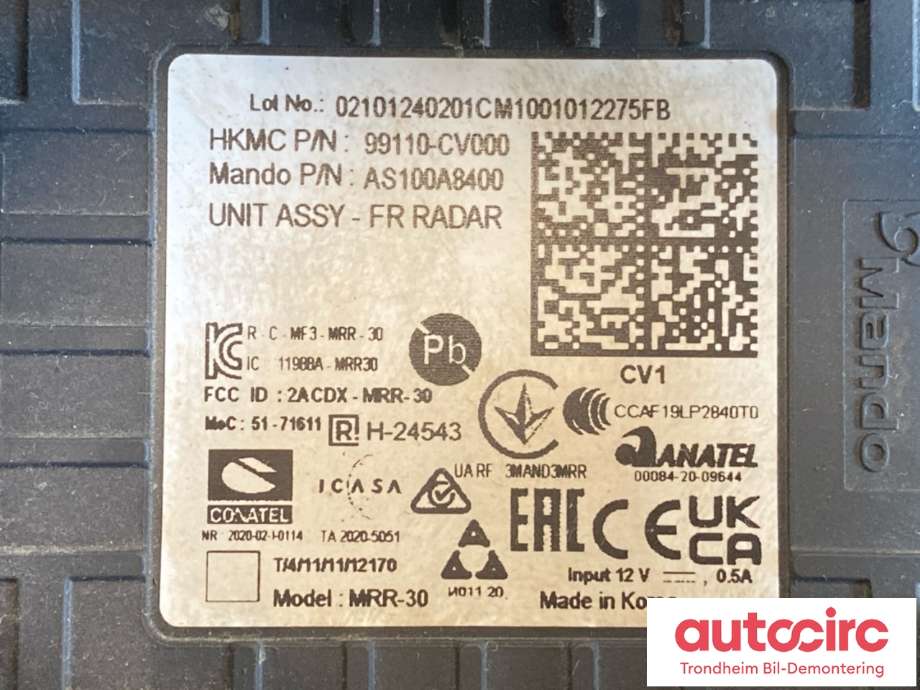 Sensor radar til Kia EV6 2021-->> (ANATEL|99110-CV000|)