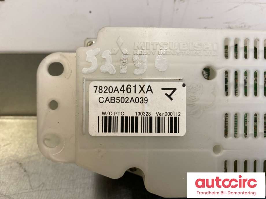 Varmeapparat betjening til Mitsubishi Outlander 2012-2015 (Type III, Fase 1)  (7820A461XA|)