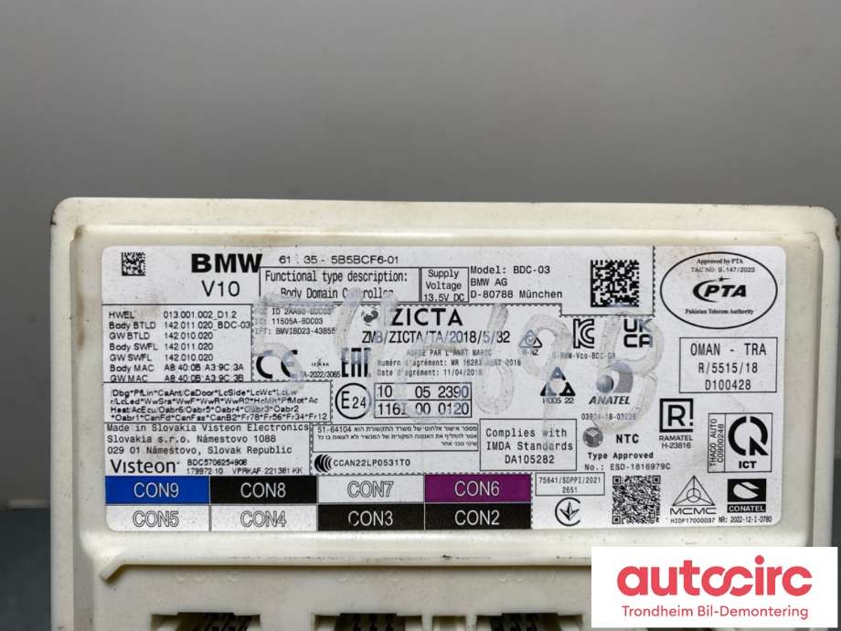 Styreenhet comfort (BCM) til BMW i4 2021-->> (G26) (G26) (61355B5BCF6|61 35 5 B6C EC1|)