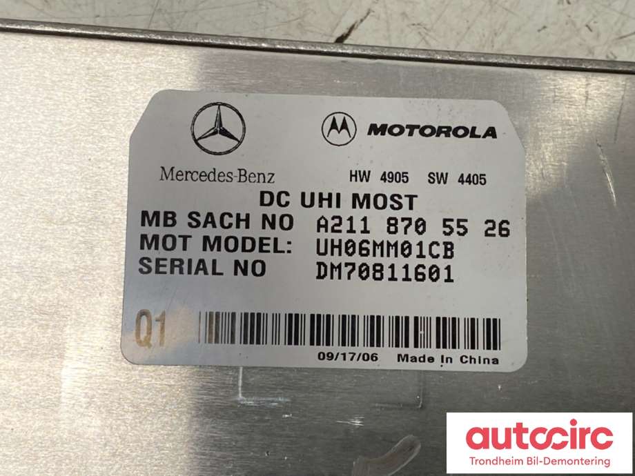 Styreenhet bluetooth til Mercedes B-Klasse 2005-2008 (Fase 1) (W245) (W245) (MOTOROLA|A2118705526|A2118703926|)