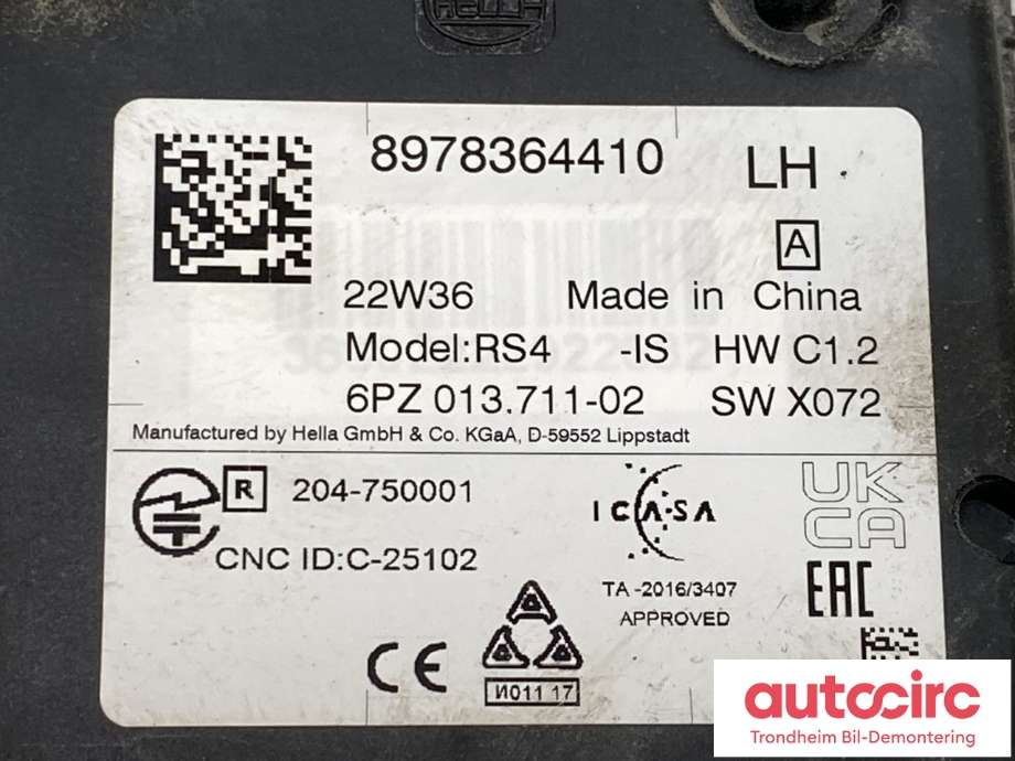 Sensor blindsone til Isuzu D-Max 2021-->> (Type III)  (VENSTRE BAK|8978364410|)