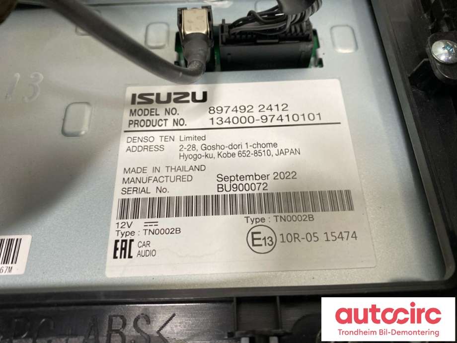 Bilstereo navigasjon skjerm til Isuzu D-Max 2021-->> (Type III)  (8974922412|134000-97410101|)