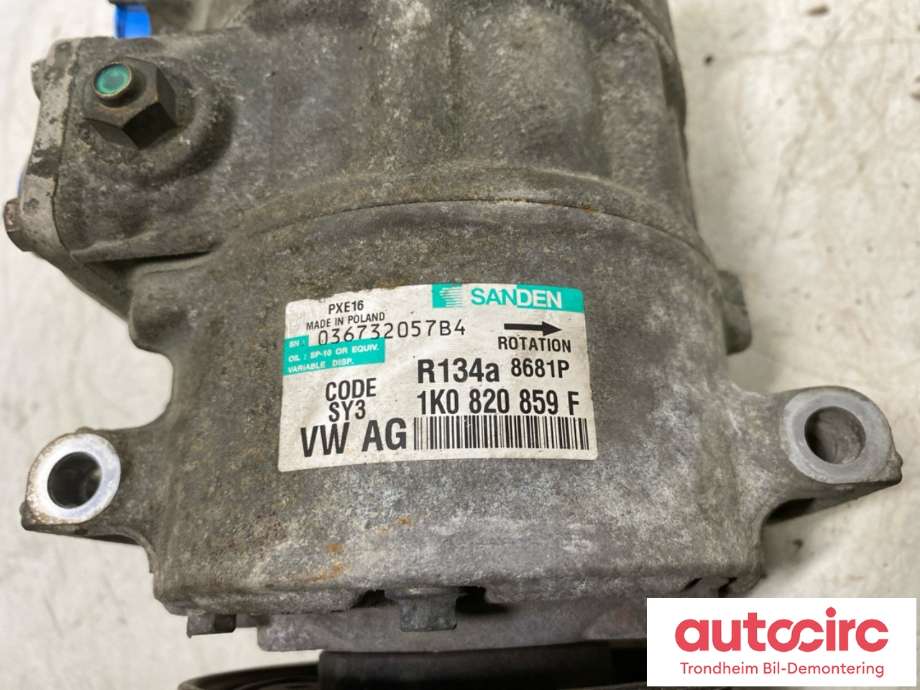 Aircondition kompressor til VW Touran 2007-2010 (Type I, Fase 2)  (SANDEN|1K0 820 859 F|1K0 820 808 F|1K0820808F)