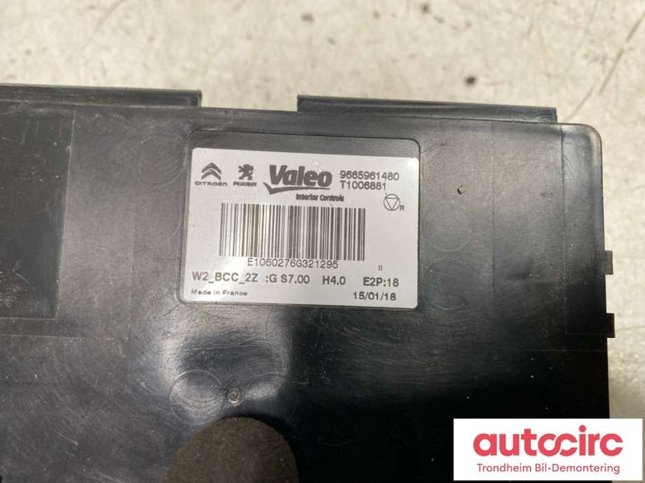 Styreenhet klima/aircondition til Peugeot 508 2014-2018 (Type I, Fase 2) (VALEO|9665961480|)