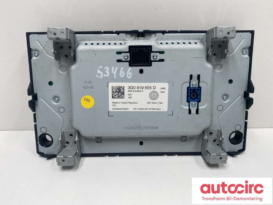 Bilstereo navigasjon skjerm til VW Passat 2015-2019 (Fase 1) (B8) (B8) (3G0919605D|)
