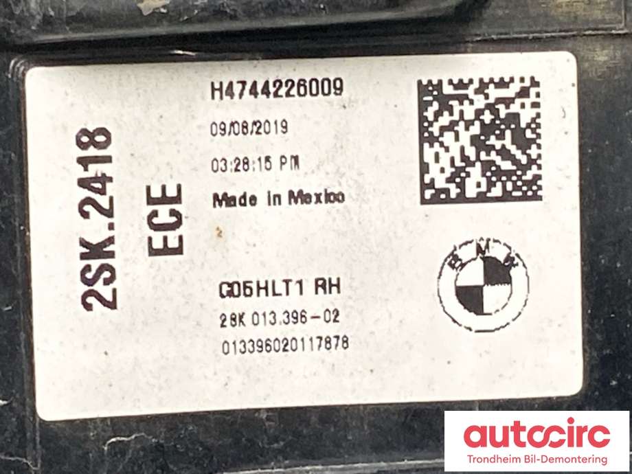 Baklykt høyre ytre til BMW X5 2018-->> (G05) (G05) (LED|63219448070|)