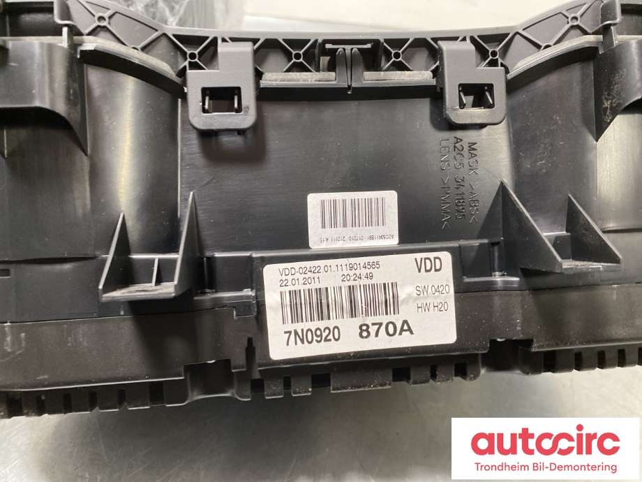 Instrumentpanel til VW Sharan 2010-->> (Type II)  (7N0920870A|7N0 920 870 AX|)