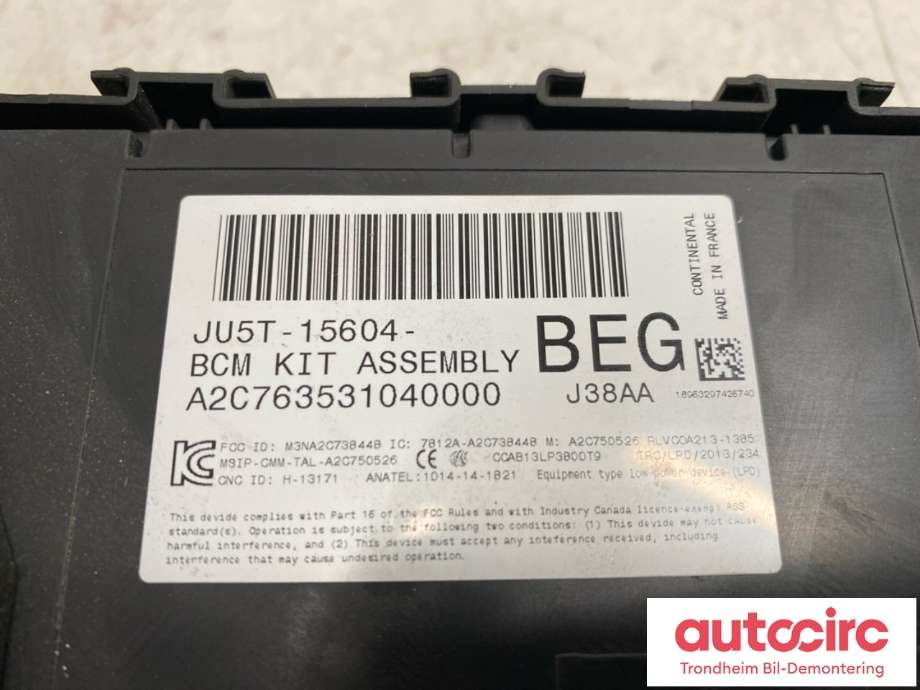 Styreenhet comfort (BCM) til Ford Ranger / Ranger Raptor 2015-2022  (CONTINENTAL|2244515|JU5T-15604-BEM|JU5T-15604-BEG)