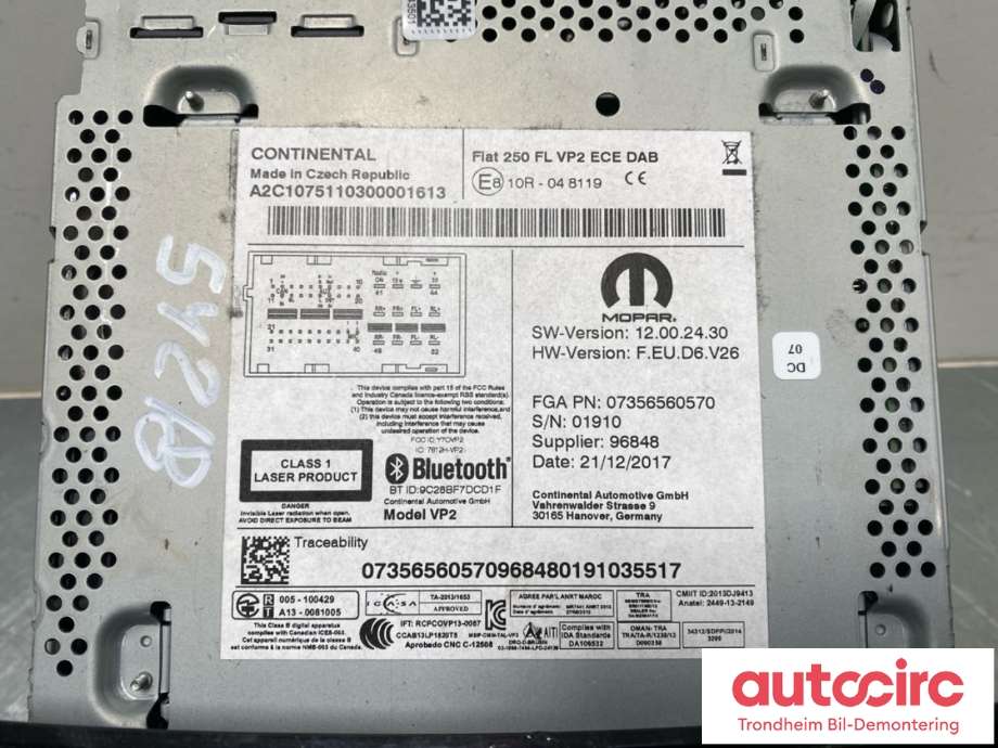 Bilstereo navigasjon til Citroën Jumper 2014-->> (Type III, Fase 2) (1681340080|)