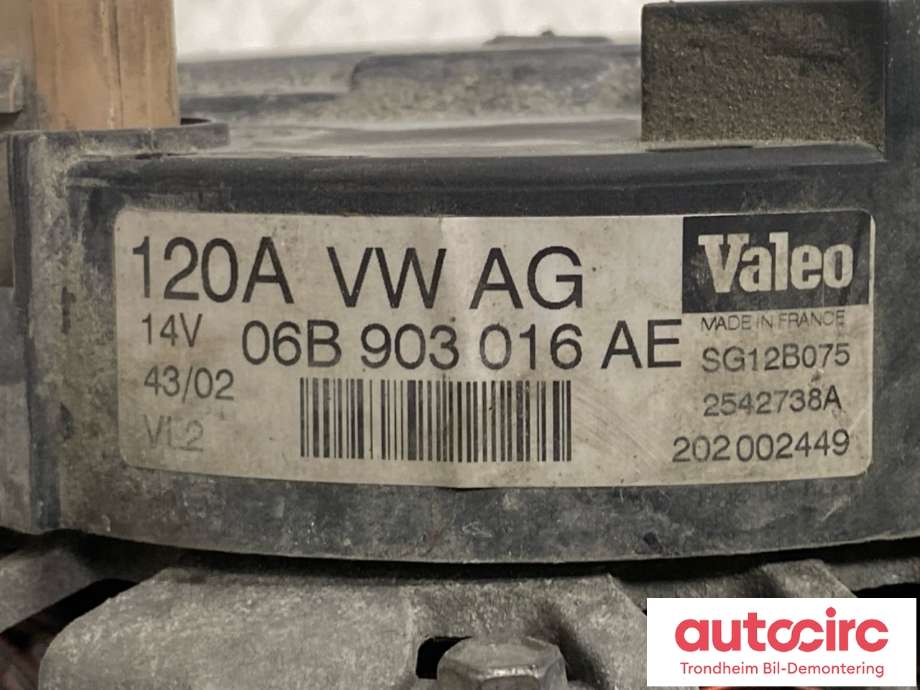 Dynamo diesel til Audi A4 2001-2004 (Type II) (B6) (B6) (VALEO|06B903019BX|06B 903 019 X|06B 903 0165 AE)