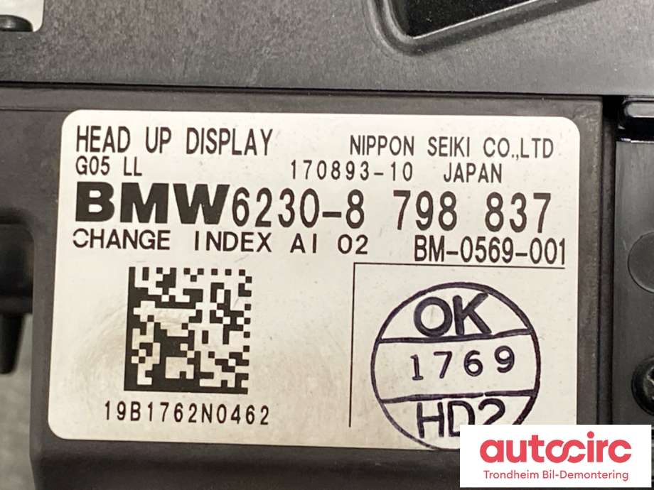 Instrument head-up display (HUD) til BMW X5 2018-->> (G05) (G05) (62308798837|)