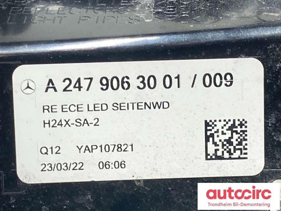 Baklykt høyre til Mercedes EQA 2021-->>  (A 247 906 30 01|)