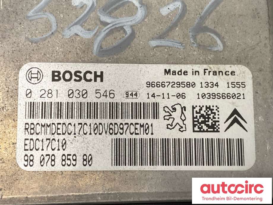 Styreenhet motor til Peugeot Partner 2008-2015 (Type II, Fase 1) (BOSCH|9807885980|0281030546|)