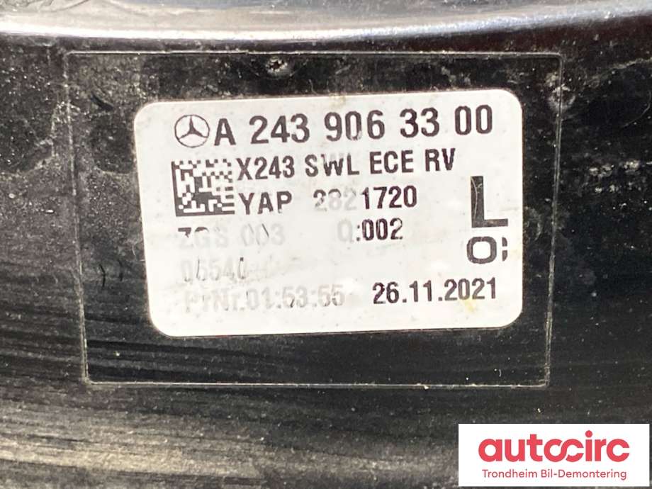 Baklykt venstre til Mercedes EQB 2022-->>  (A2439063300|)