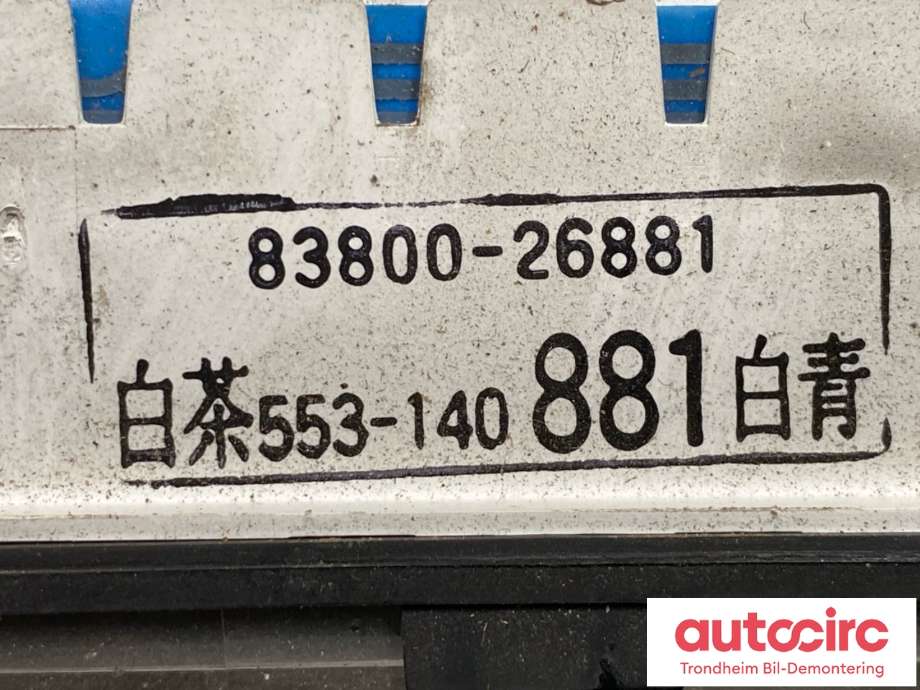 Instrumentpanel til Toyota Hiace 2007-2012 (Fase 3)  (8322026340|83800-26881|8388126380| 8388226530| 8384126600)