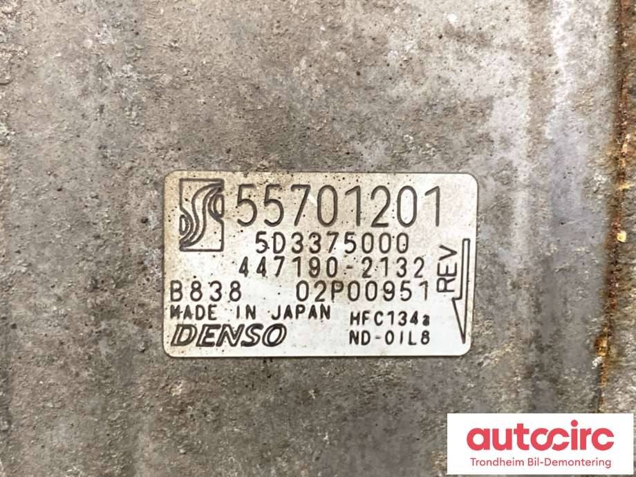 Aircondition kompressor til Suzuki SX4 2009-2013 (Type I, Fase 2) (DENSO|9520062JA0|5D3375000| 55701201|447190-2132| 02P00951)