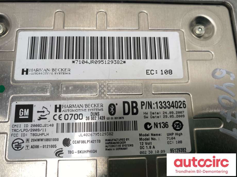 Styreenhet bluetooth til Opel Insignia A 2009-2014  (13334026|)