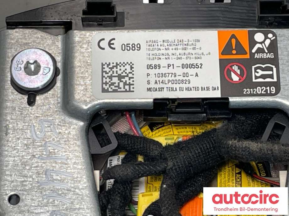 Airbag rattpute til Tesla Model S 2013-2016 (Fase 1) (1036779-00-A|1036779-00-B|1036779-00-C| 1456168-S1-A| 1456168-S1-B| 1456168-S1-C| 1456168-S1-D)