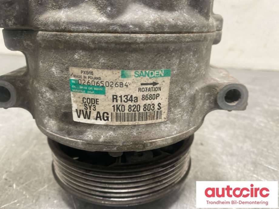 Aircondition kompressor til Škoda Octavia 2005-2008 (Type II, Fase 1)  (SANDEN|1K0820803S|1K0 820 859 QX|1K0 820 808 F)