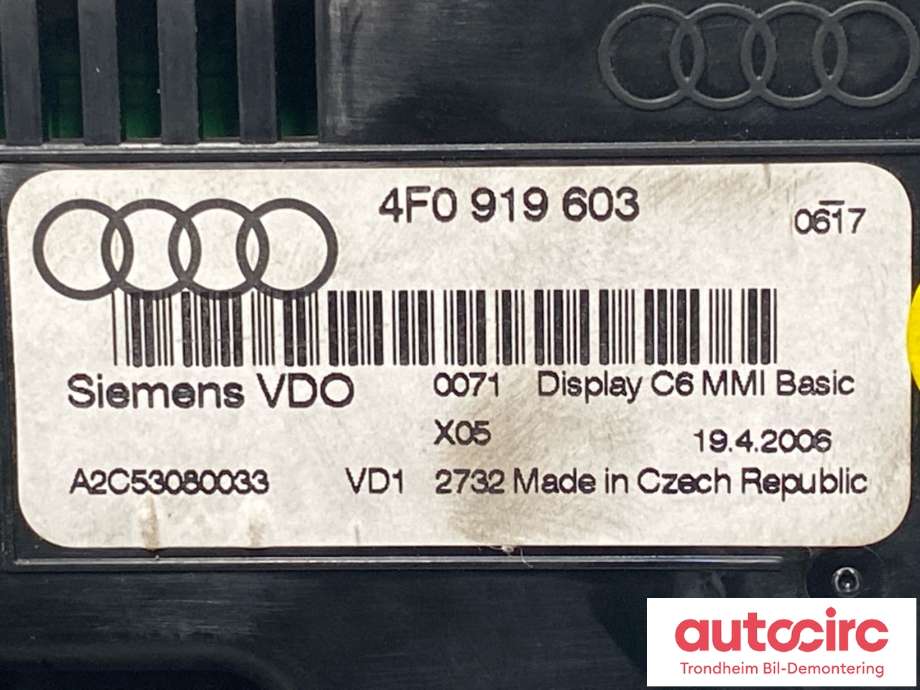 Instrument kjørecomputer til Audi A6 2005-2008 (Type III, Fase 1) (C6) (C6) (4F0 919 603|4E0 010 530|)