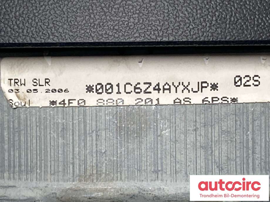 Airbag rattpute til Audi A6 2005-2008 (Type III, Fase 1) (C6) (C6) (4F0 880 201 BH|)