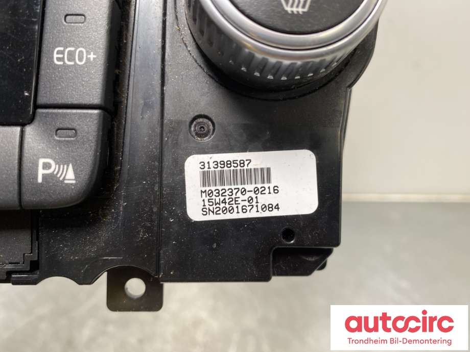 Varmeapparat betjening til Volvo V70 2014-2016 (Type III, Fase 2)  (31398587|31443425|)