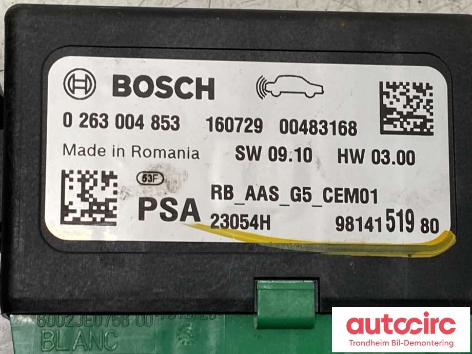 Styreenhet parkering til Peugeot 308 2013-2021 (Type II)  (16 117 502 80|)
