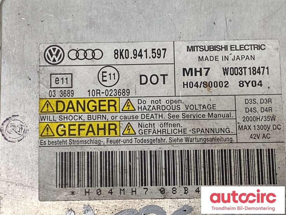 Styreenhet xenon/ballast til Audi A4 2007-2014 (Type IV) (B8) (B8) (8K0941597|8K0941597E|W003T18471)