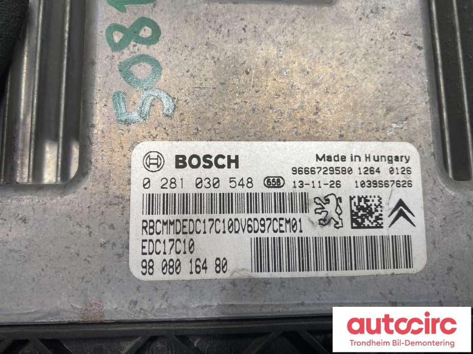 Styreenhet motor til Peugeot 2008 2013-2019 (Type I)  (BOSCH|16 101 903 80|16 776 492 80|0 281 030 548| 98 080 164 80| 9666729580)