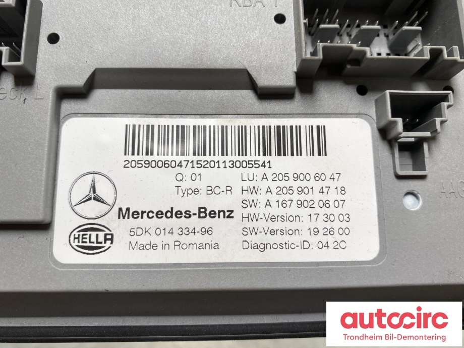 Styreenhet (SAM - Signal Acquisition Module) til Mercedes EQC 2019-->> (A 205 900 60 47|)