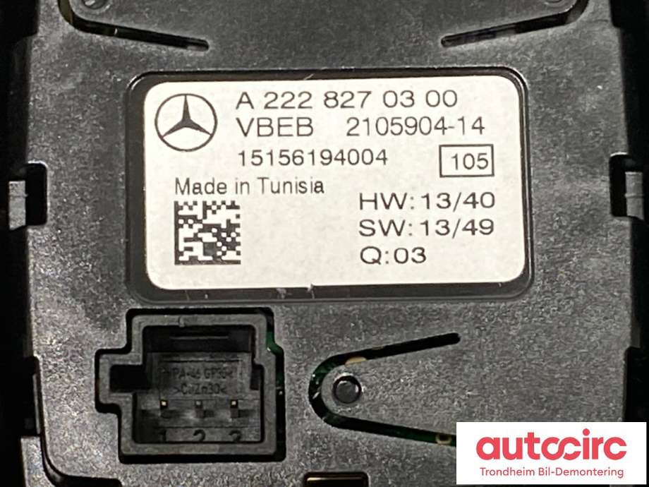 Instrument klokke til Mercedes C-Klasse 2014-2018 (Fase 1) (W205) (W205) (A2228270300|A2059052701|)