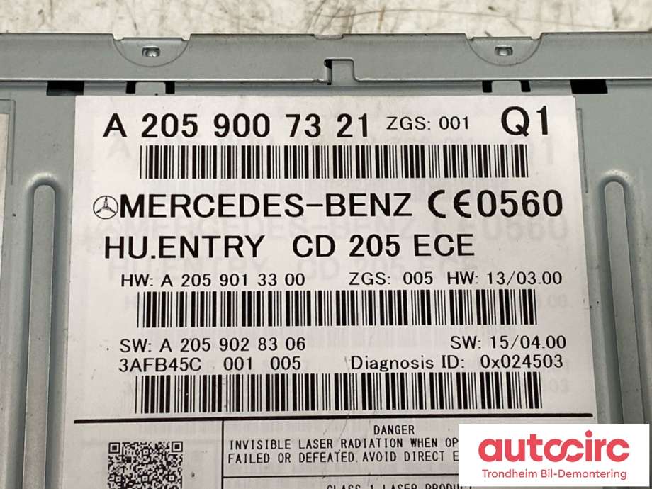 Bilstereo til Mercedes C-Klasse 2014-2018 (Fase 1) (W205) (W205) (A2059007321|A2059001722| A2059006222|)