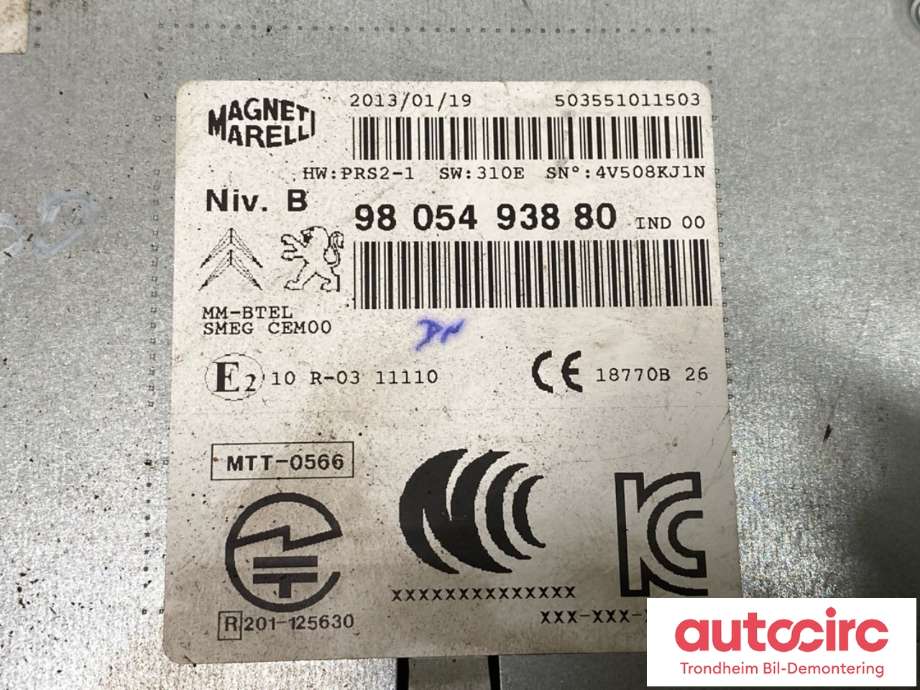 Bilstereo til Peugeot 208 2012-2019 (Type I)  (16 087 588 80|)