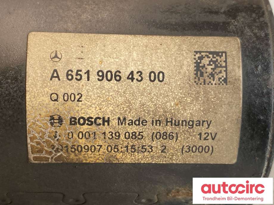 Starter diesel til Mercedes Sprinter 2013-2018 (Fase 2) (906) (906) (BOSCH|A6519064300|0001139085|)