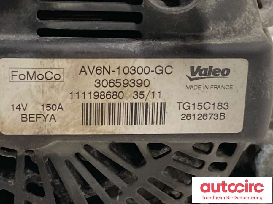 Dynamo diesel til Ford Focus 2011-2014 (Type III, Fase 1)  (VALEO|1857696|REAV6N-10300-GC|AV6N-10300-GE)