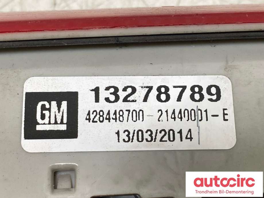 Baklykt bremselys bakrute til Opel Zafira Tourer 2012-2018  (13278789|)