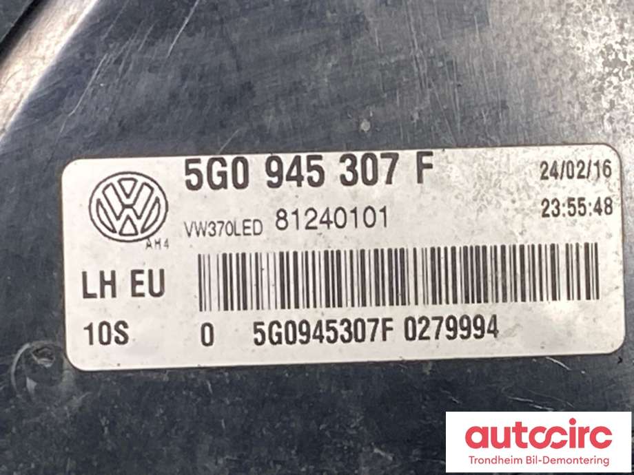 Baklykt venstre indre til VW e-Golf 2014-2017 (Fase 1)  (5G0 945 307 F|)
