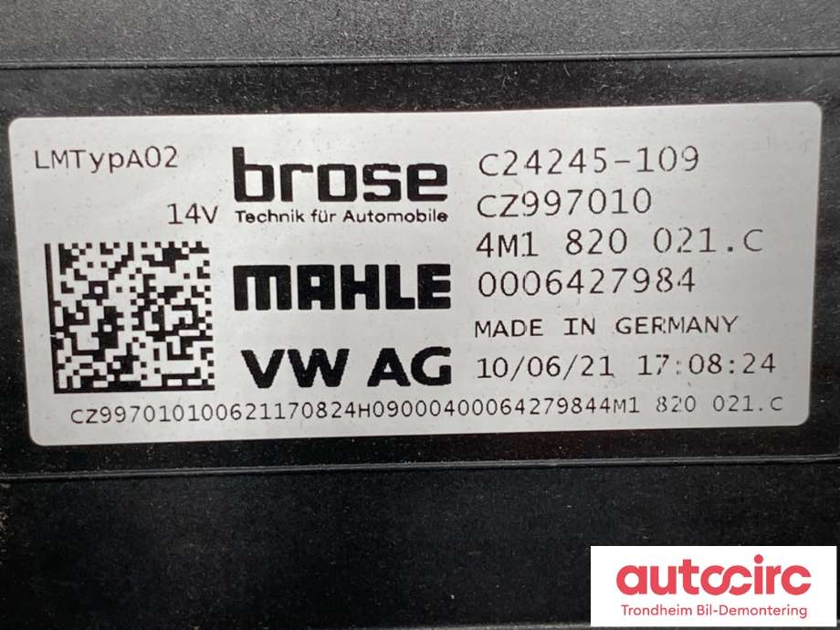 Varmeapparat motor til Audi e-tron 2018-->>  (4M1 820 021 B|)