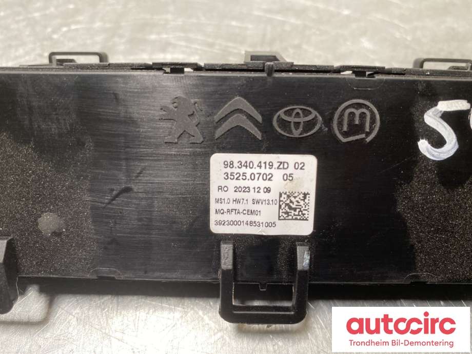 Varmeapparat betjening til Toyota Proace 2016-->> (Type II)  (98340419ZD|SU001B2019|)