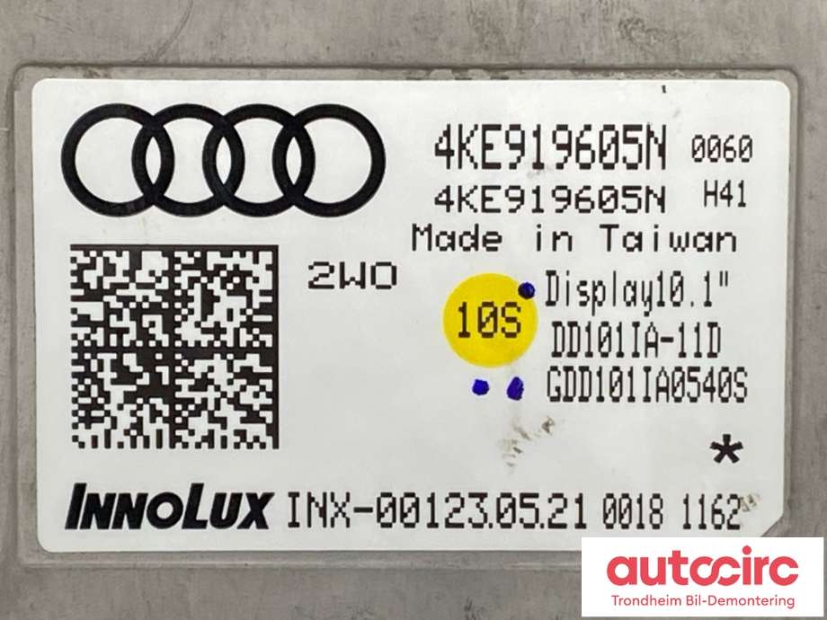 Multimedia display (MCU - Media Controller Unit) til Audi e-tron 2018-->> (REDUSERT PRIS|4KE919605N|)